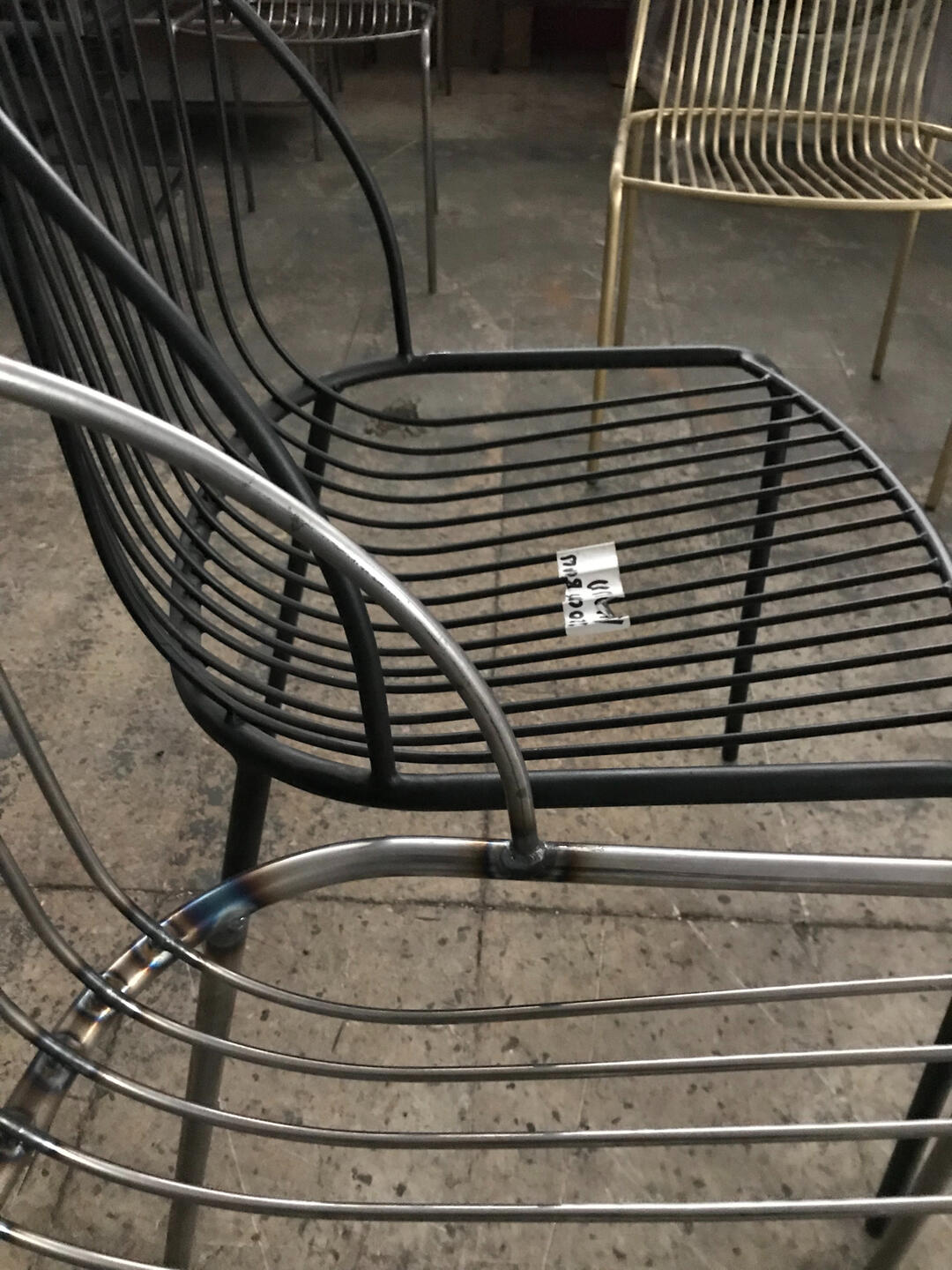 Steel Wire Chairs black painted and raw steel