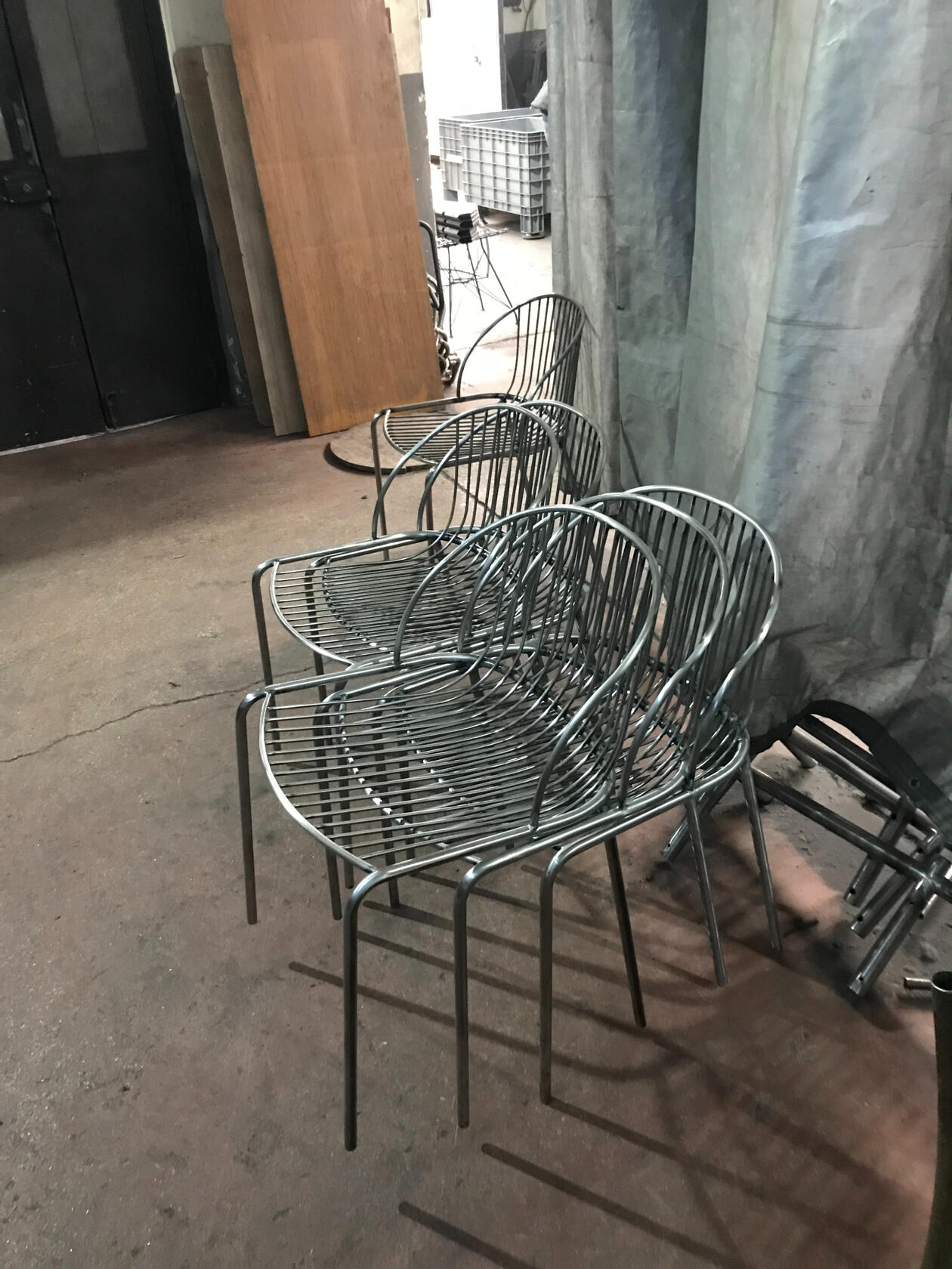 Stacked Steel Wire Chairs